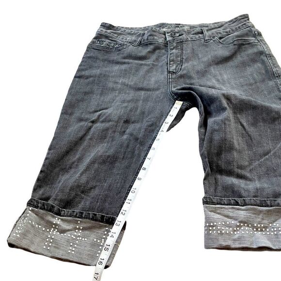 Zena Studded Denim Folded Hem Capri Sz 12P - Picture 8 of 13